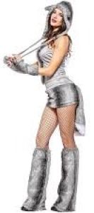 Adult Female Costumes to Hire - Wolf Girl SMALL - top, skirt, hoodie, gloves x2, booties x2)